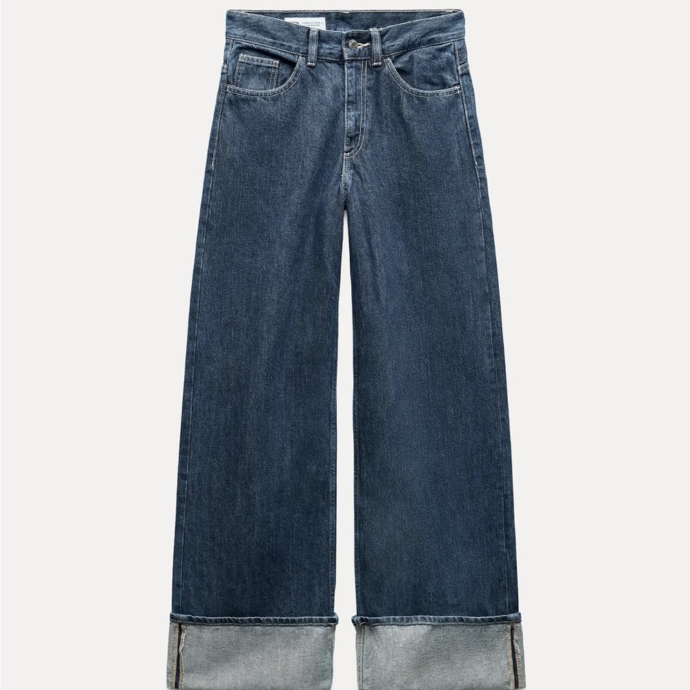 Zara TRF High Rise Wide Leg Jeans